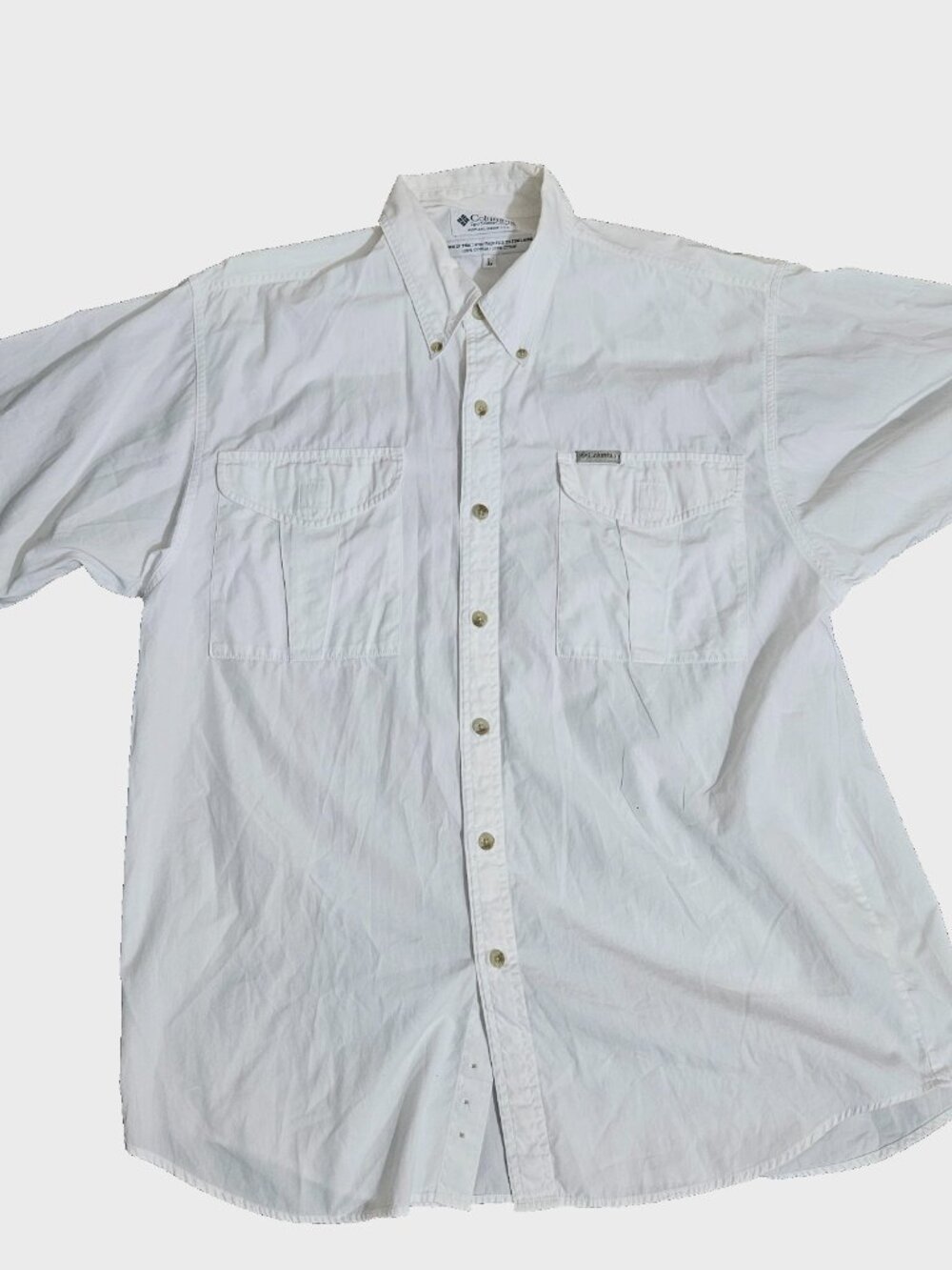 Columbia Men's White Short Sleeve Button Down Shirt Size Large